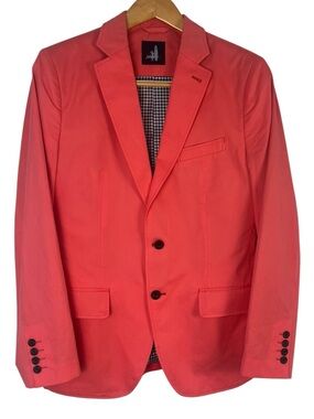 Johnnie-O Spring Twill Blazer Mens 38R Coral Preppy Wedding Guest Spring Summer